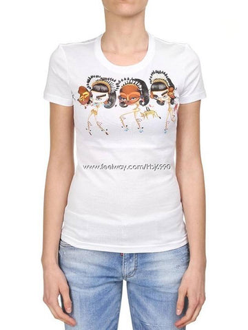 Women's Indian Three Sisters Printing Short Sleeve TShirt S72GC0807 - DSQUARED2 - BALAAN 1