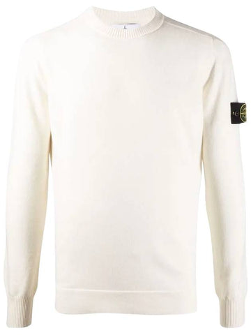 Stretch Wool Crewneck Knit Top Ivory - STONE ISLAND - BALAAN 1