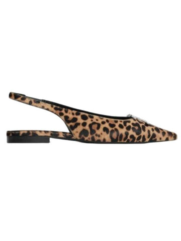 Alma Triomphe Leopard Print Slingback Flat Brown - CELINE - BALAAN 1