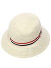 Three Stripes Straw Bucket Hat White FHC352A - THOM BROWNE - BALAAN 4