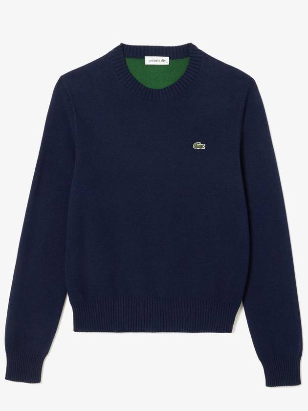 Cotton Crew Neck Knit Top Navy - LACOSTE - BALAAN 1