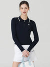 Rayon collar neck half zip-up ribbed knit NAVY - MONBIRDIE GOLF - BALAAN 7