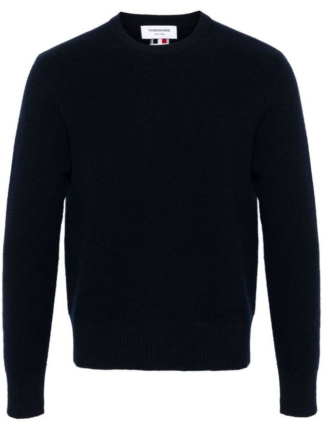 Arm Band Merino Wool Pique Knit Top Navy - THOM BROWNE - BALAAN 2