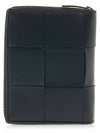 Intrecciato Zipper Around Half Wallet Black - BOTTEGA VENETA - BALAAN 4