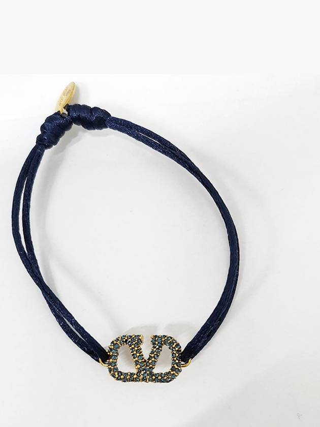 V Logo Crystal Bracelet Navy - VALENTINO - BALAAN 4