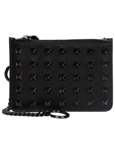 Rockstud Card Wallet Black - VALENTINO - BALAAN 2