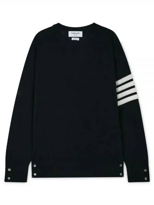 4 Bar Armband Classic Merino Wool Knit Top Navy - THOM BROWNE - BALAAN 2