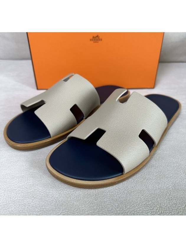 Izmir Leather Slippers Navy Ivory - HERMES - BALAAN 2