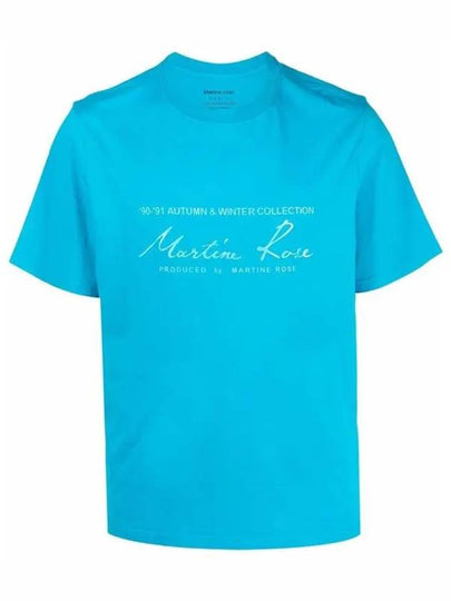 Logo Print Short Sleeve T-Shirt Blue - MARTINE ROSE - BALAAN 2