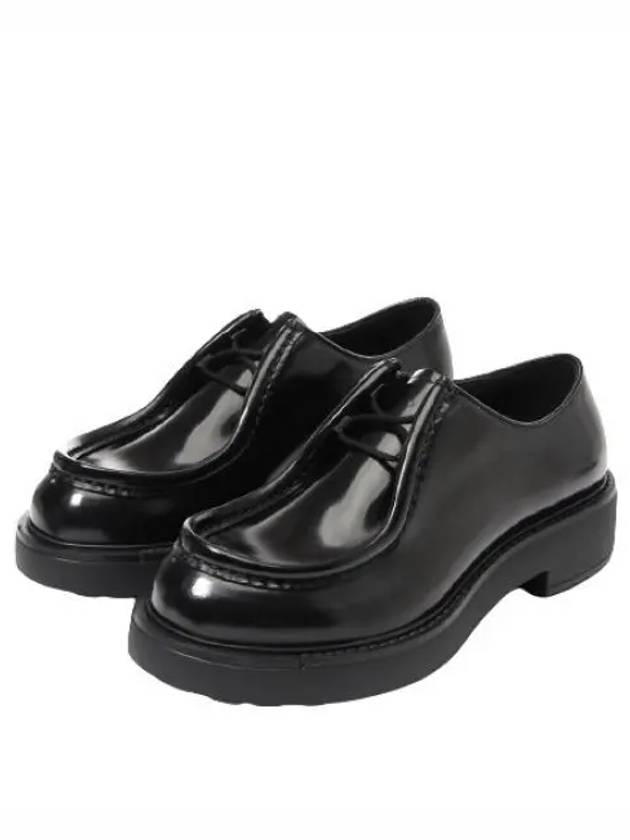 Diapason Opaque Lace-Up Brushed Leather Derby Black - PRADA - BALAAN 2