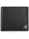 Triangle Logo Leather Half-Wallet Black - PRADA - BALAAN 1