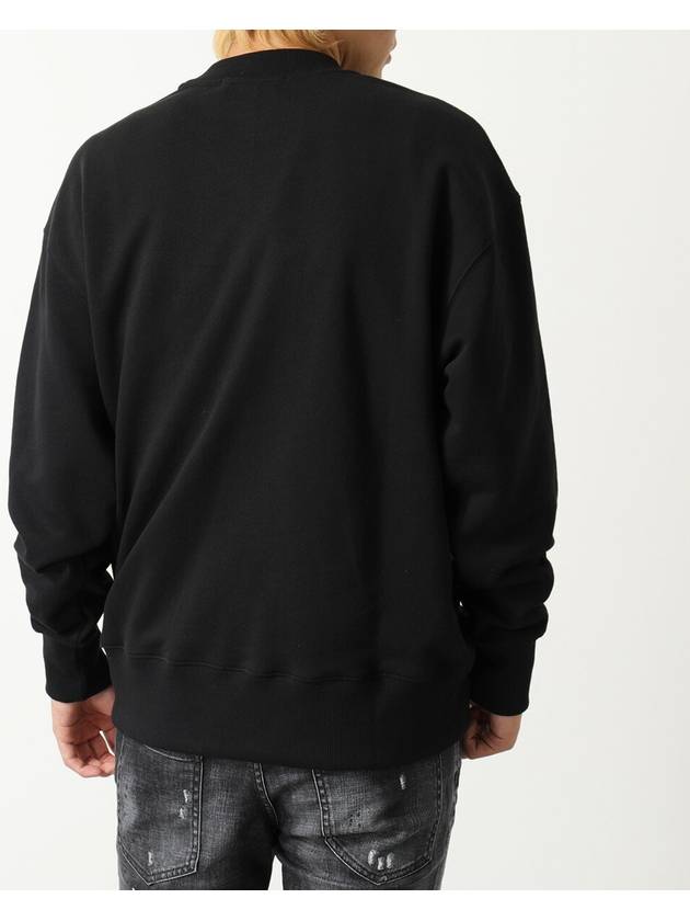 Micro Logo Embroidered Cotton Sweatshirt Black - MSGM - BALAAN 3