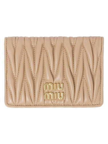 Matelasse Nappa Leather Card Wallet Beige - MIU MIU - BALAAN 1