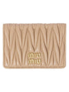 Matelasse Nappa Leather Card Wallet Beige - MIU MIU - BALAAN 1