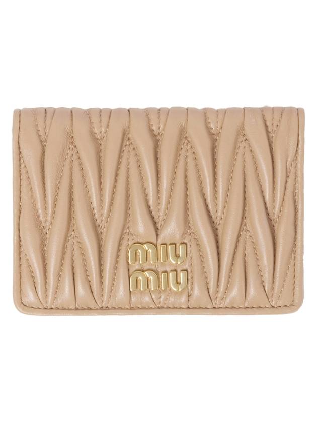 Matelasse Nappa Leather Card Wallet Beige - MIU MIU - BALAAN 1