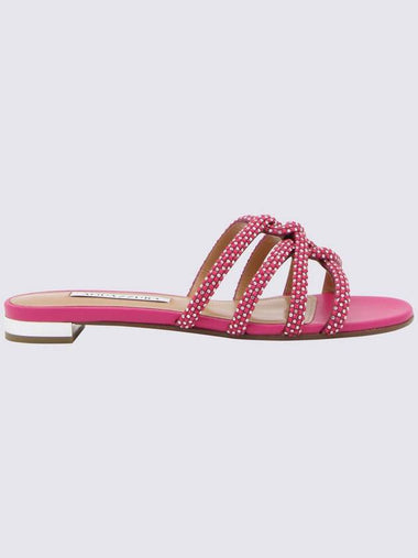 Aquazzura Fuchsia Pink Leather Sandals - AQUAZZURA - BALAAN 1