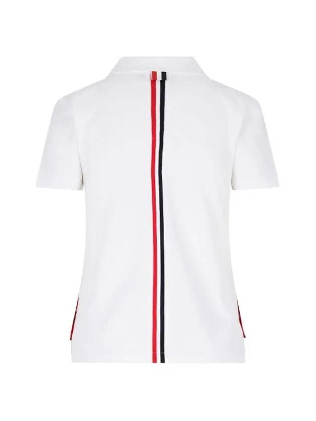 Classic Pique Center Back Stripe Relaxed Fit Short Sleeve Polo Shirt White - THOM BROWNE - BALAAN 4