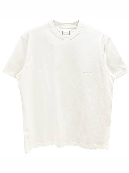 Cotton Leather Patch Short Sleeve T-Shirt Ivory - WOOYOUNGMI - BALAAN 2