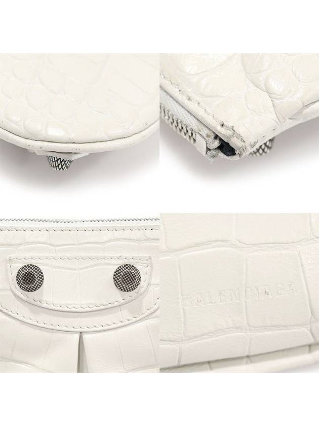 694027 White Crocodile Embossed Calfskin Silver Le Cagole Mini Multi Pouch Clutch - BALENCIAGA - BALAAN 5