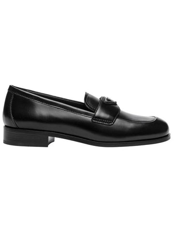 Brushed Leather Loafers Black - PRADA - BALAAN 1