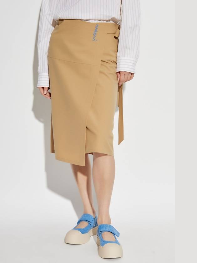 Marni Wrap Skirt With Tie, Women's, Beige - MARNI - BALAAN 3