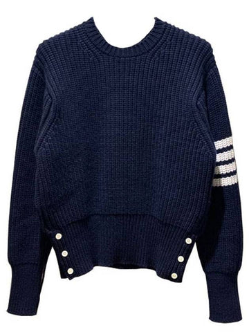 Men's Stitch Classic Handmade Cashmere Knit Top Navy - THOM BROWNE - BALAAN.