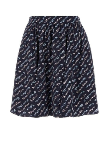 All Logo Print A Line Skirt Navy - KENZO - BALAAN 1