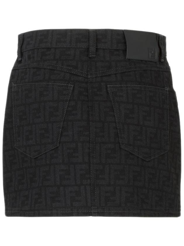 FF Denim Mini A-line Skirt Black - FENDI - BALAAN 4