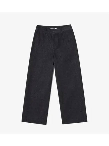 Women s Semi Wide Denim Like Pants Black - LACOSTE - BALAAN 1