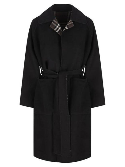 Check Reversible Tunbridge Wrap Wool Single Coat Black - BURBERRY - BALAAN 2