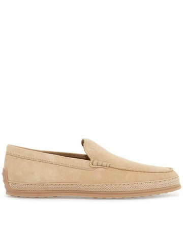 beige woven leather slip-on loafers with rubber sole - TOD'S - BALAAN 1