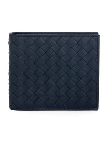 Intreciato Weaving Half Wallet Navy - BOTTEGA VENETA - BALAAN.