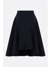 Flare Cotton Unbalanced Skirt Navy - BOTTEGA VENETA - BALAAN 2