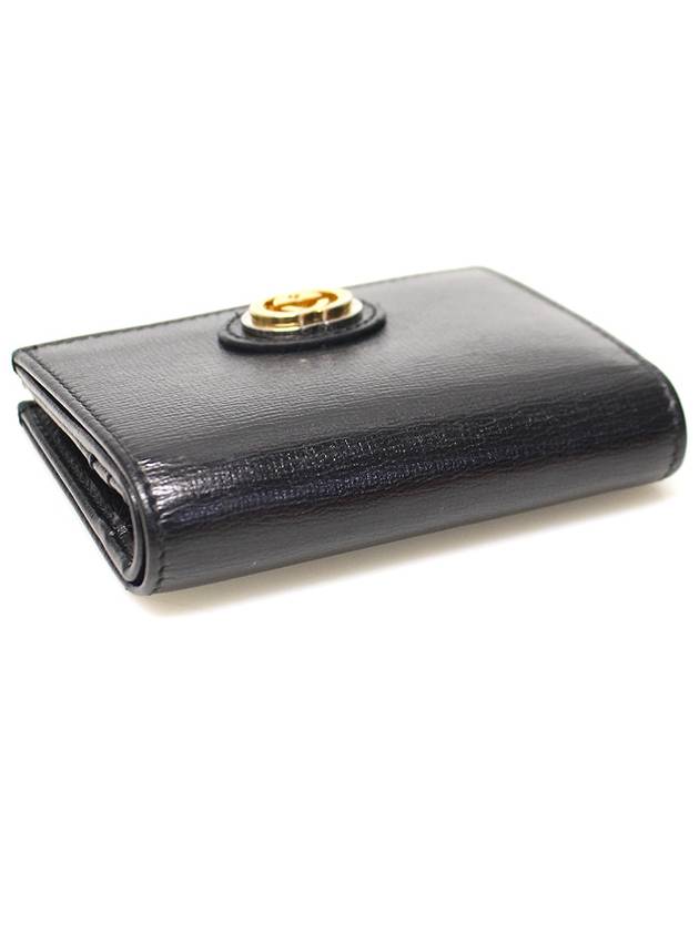 598532 Black leather two tone interlocking G card case half wallet - GUCCI - BALAAN 3