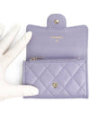 Classic card wallet snap in zipper lavender gold lamb full set - CHANEL - BALAAN 5