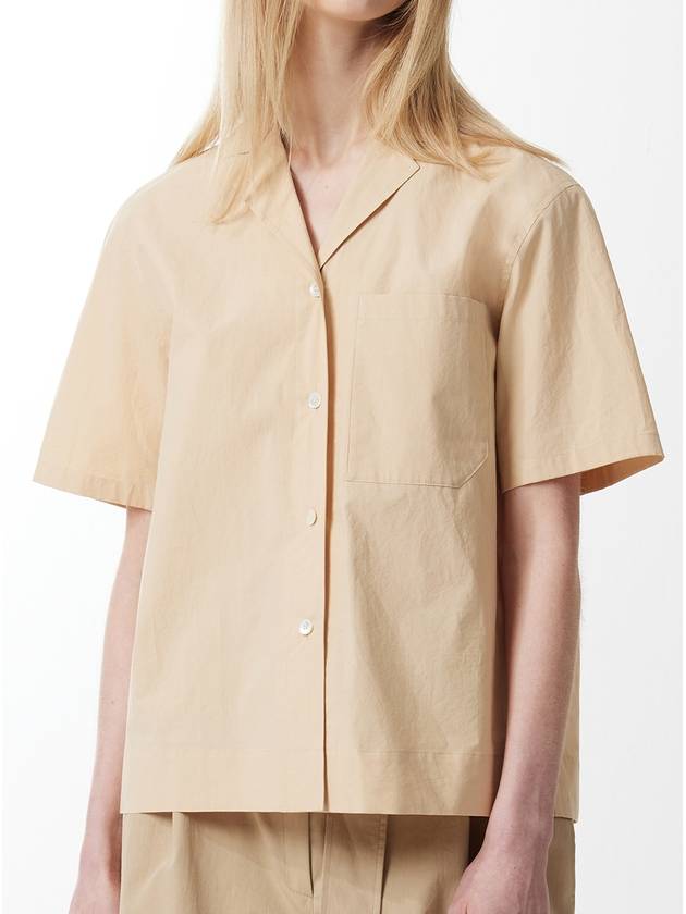 Tailored collar short sleeve cotton shirt beige 0039 - VOYONN - BALAAN 1