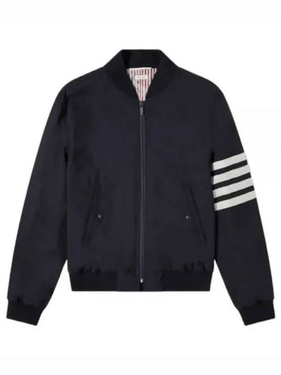 Diagonal Striped Knit Rib Blouson Bomber Jacket Navy - THOM BROWNE - BALAAN 2