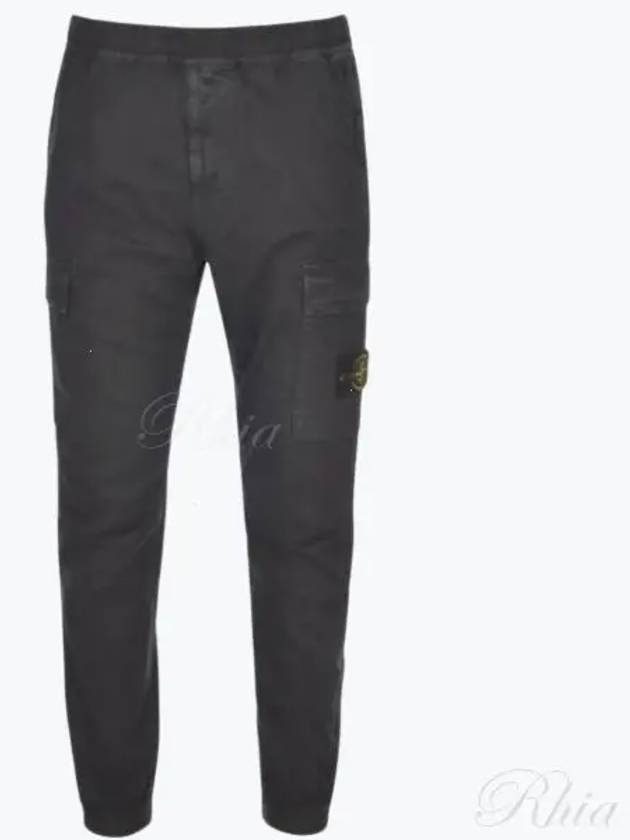 Stretch Cotton Cargo Straight Pants Black - STONE ISLAND - BALAAN 2