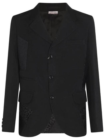 HOMME PLUS BLACK WOOL AND LINEN BLAZER PKJ0490511 - COMME DES GARCONS - BALAAN 1