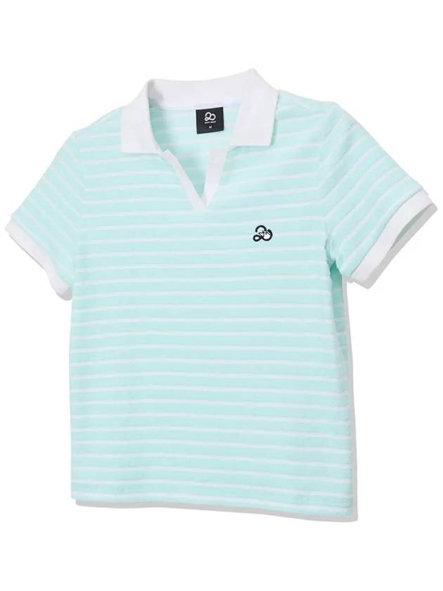 Striped Terry Collar T-Shirt Women MINT - 20THHOLE - BALAAN 2