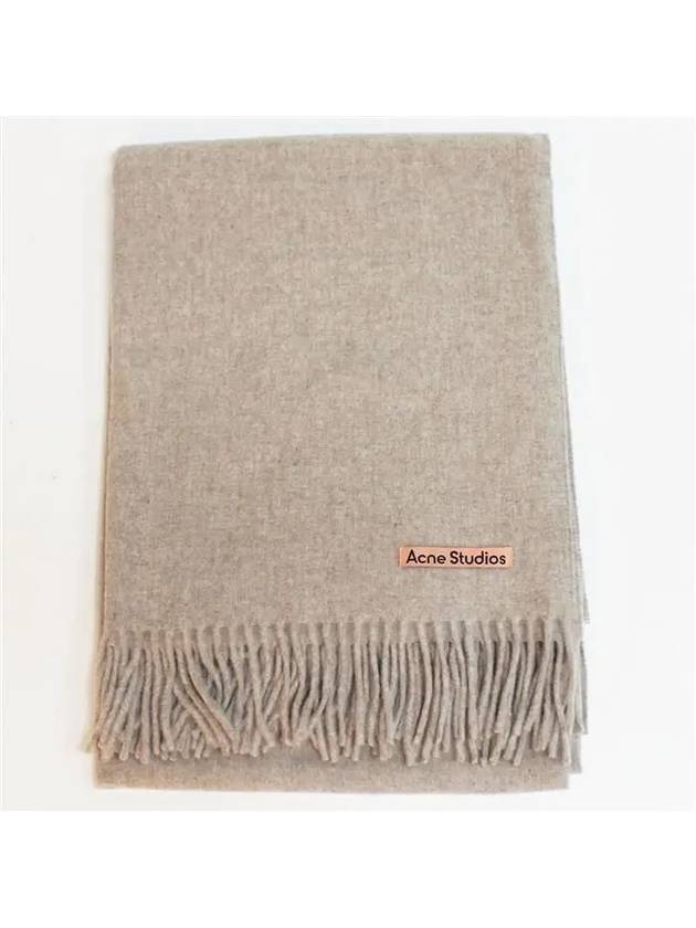 Logo Wool Fringe Scarf Oatmeal Melange - ACNE STUDIOS - BALAAN 4