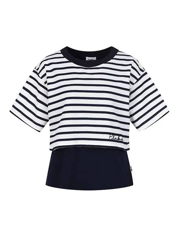 Striped Crop Layered T-Shirt MW4ME432 - P_LABEL - BALAAN 7