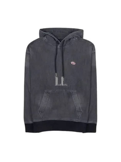 D Um Rib Track Denim Hoodie Black Dark Grey - DIESEL - BALAAN 2