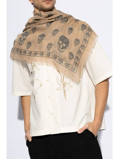 Alexander McQueen Scarf With Silk Finish, Men's, Beige - ALEXANDER MCQUEEN - BALAAN 2