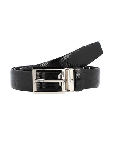 Rectangular Buckle Leather Belt Black - MONTBLANC - BALAAN 1