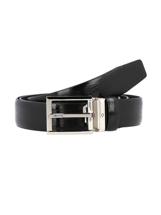 Men's Rectangular Leather Belt Black - MONTBLANC - BALAAN 1