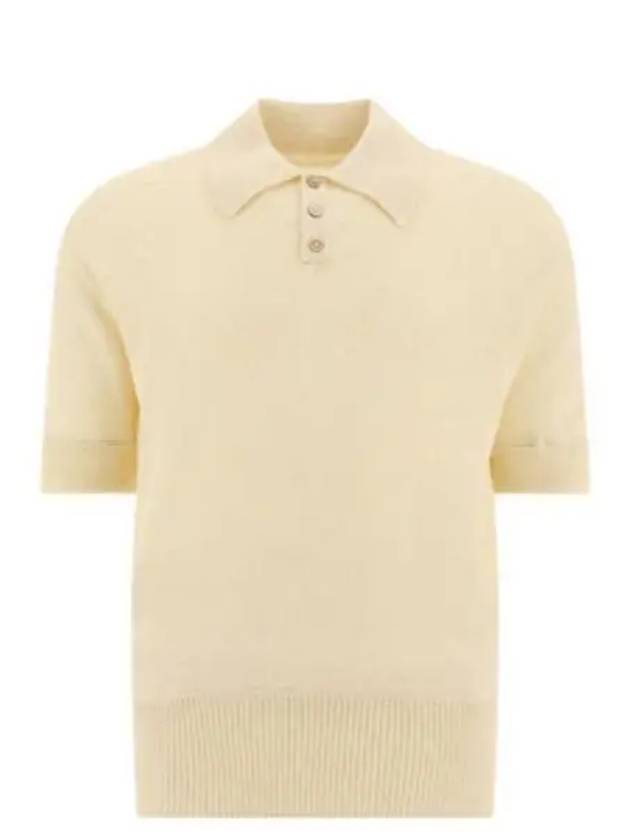 Back Stitch Wool Polo Knit Top Off White - MAISON MARGIELA - BALAAN 2