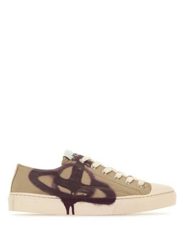 Cappuccino Canvas Plimsoll Low Top Sneakers Tan Beige - VIVIENNE WESTWOOD - BALAAN 1