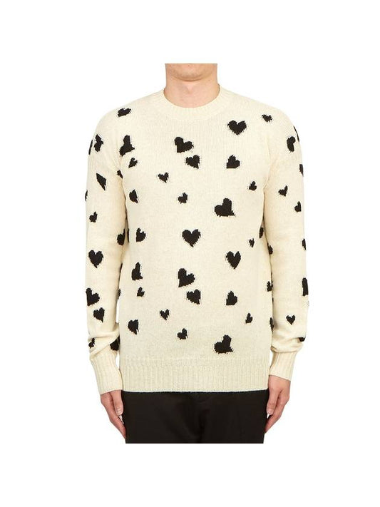 Men's Heart Motif Wool Knit Top Ivory - MARNI - BALAAN 2