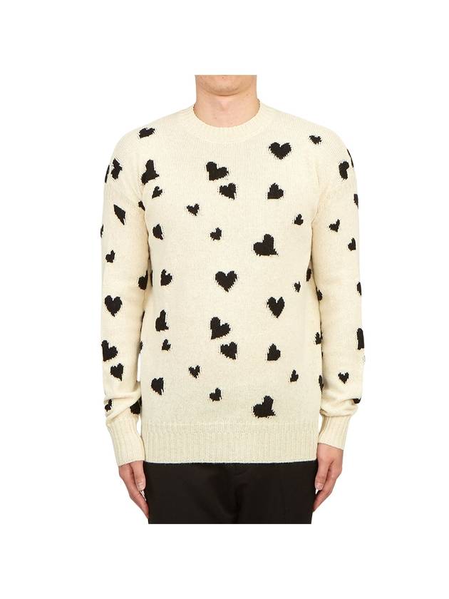 Men's Heart Motif Wool Knit Top Ivory - MARNI - BALAAN 1